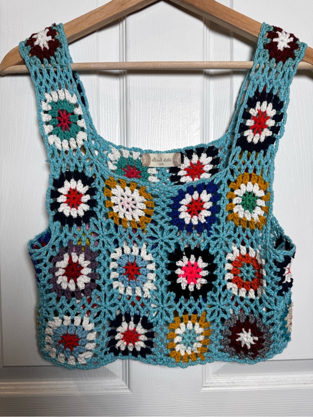Altard State Crochet Granny Square Crop Tank Top Boho Festival O/S